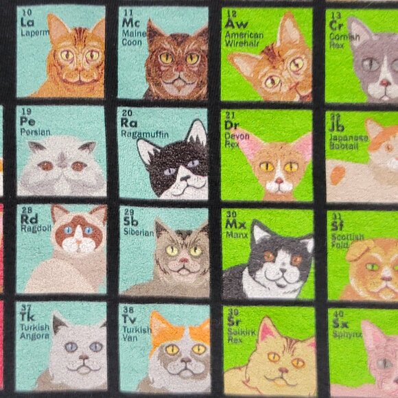 Black Periodic Table of Cats Short Sleeve Tee Shirt - M - Picture 11 of 13